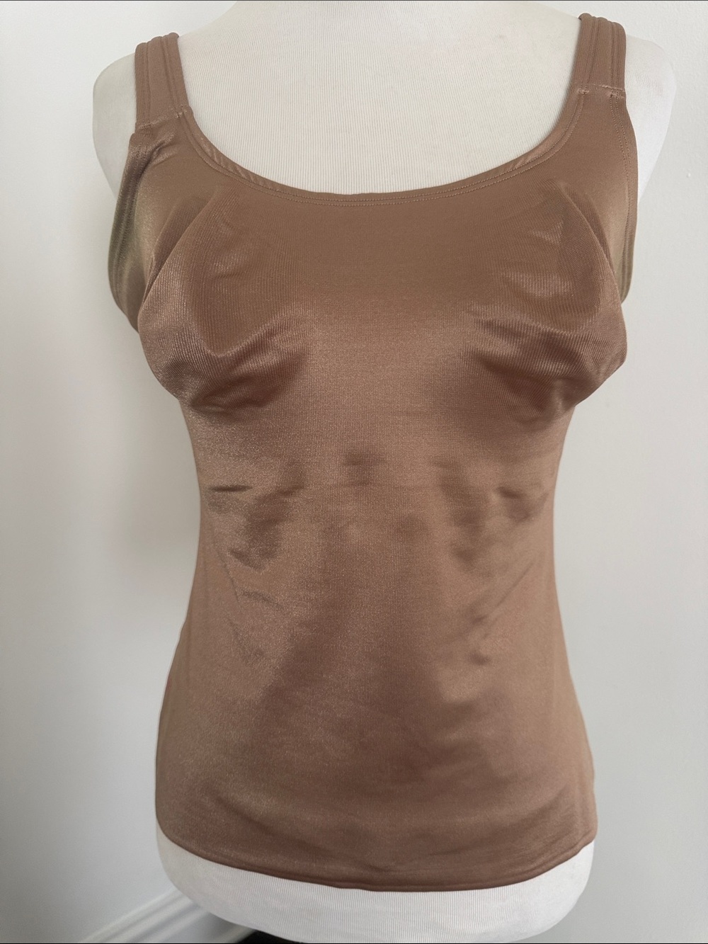 Ruby Ribbon Cami Shapewear Sleek Brown Satin Top 36